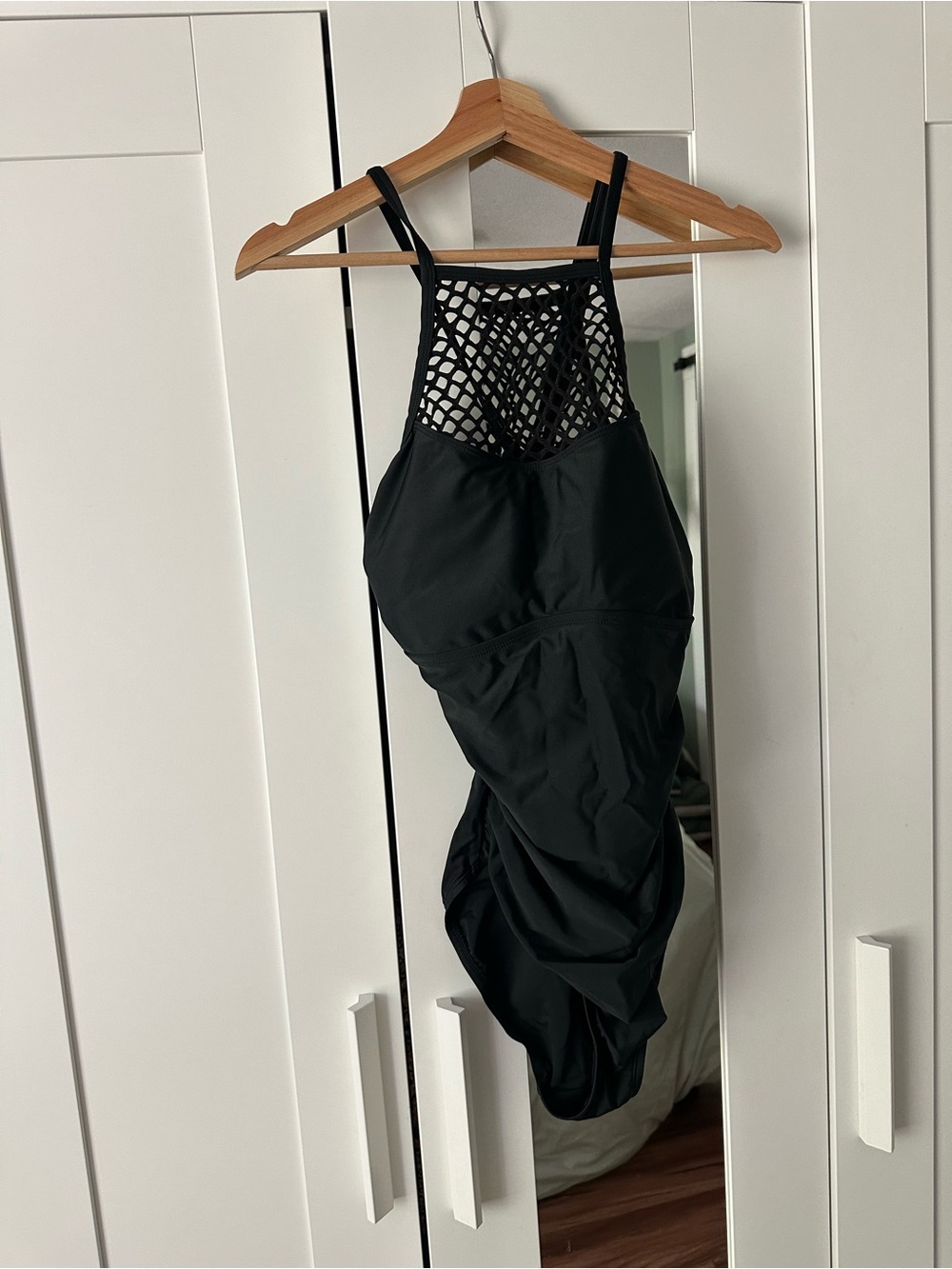 Merona Black One-Piece Swimsuit with Mesh Back
